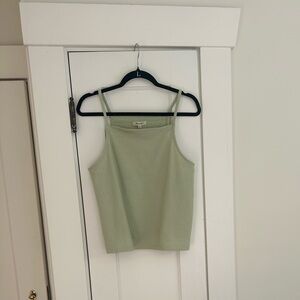 Boxy Green Ribbed Tank Top